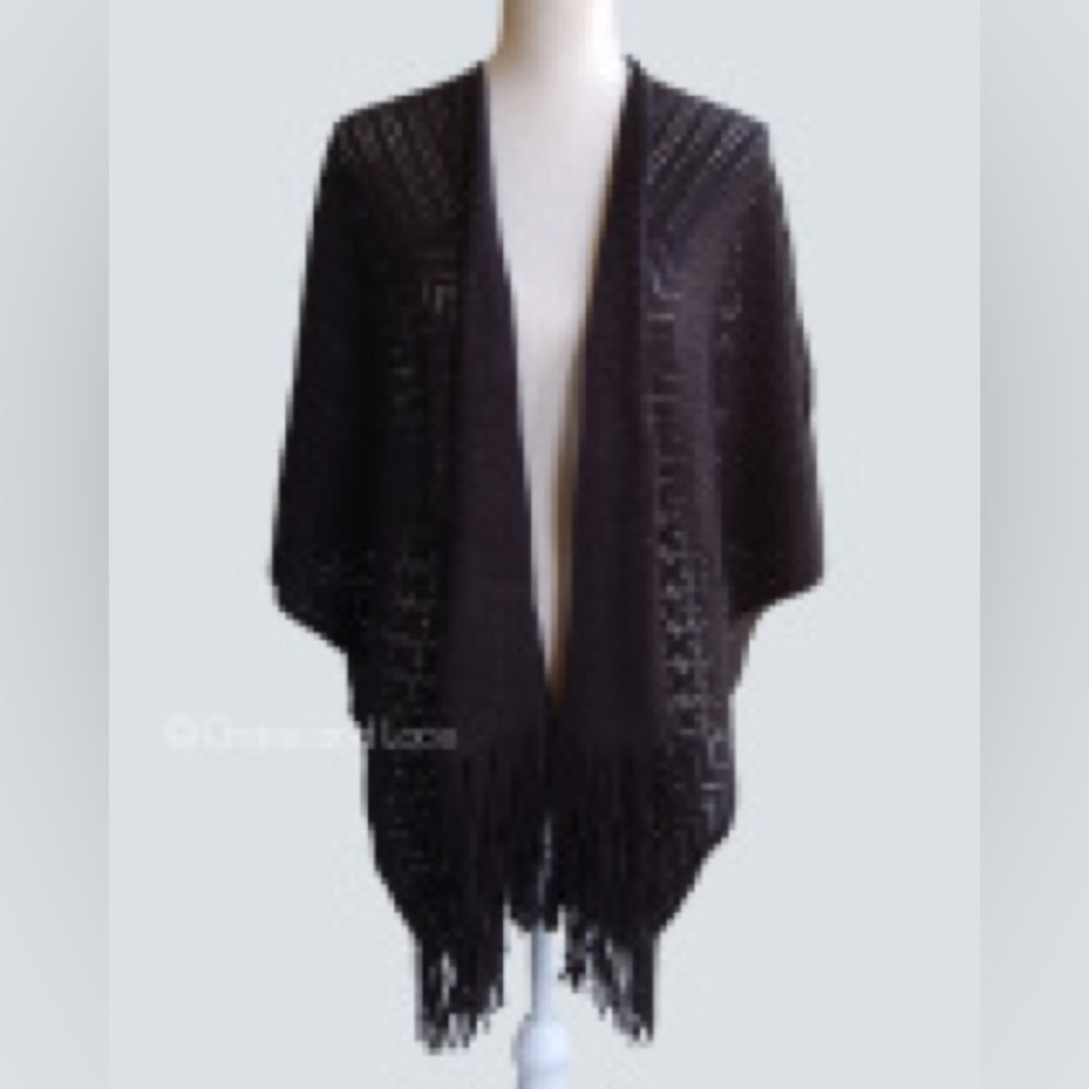 Grace & Lace fringe kimoncho in charcoal